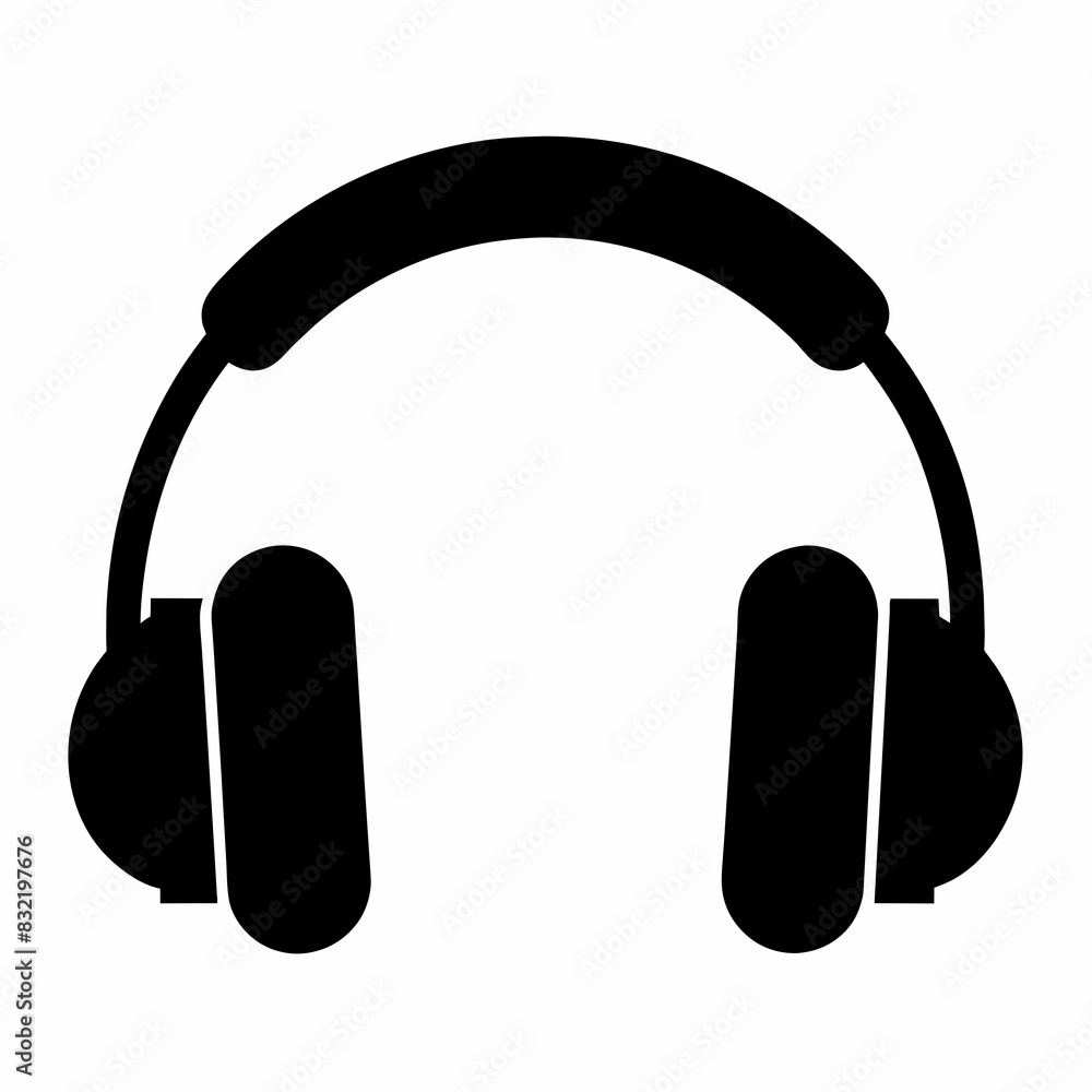 Black headphones vector illustration on a white background Black headphones vector illustration on a white background