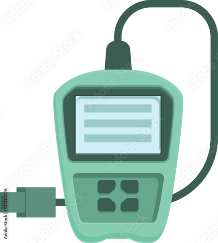 Vector illustration of a modern green handheld blood glucose meter, isolated on a white background