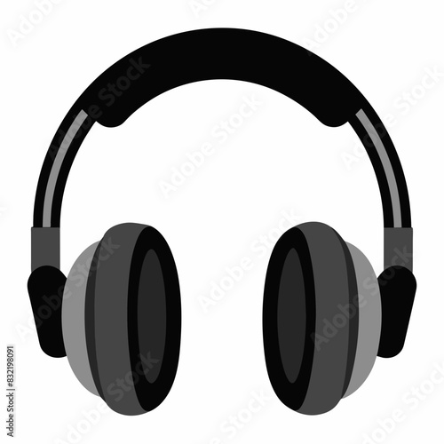 Black headphones vector illustration on a white background 