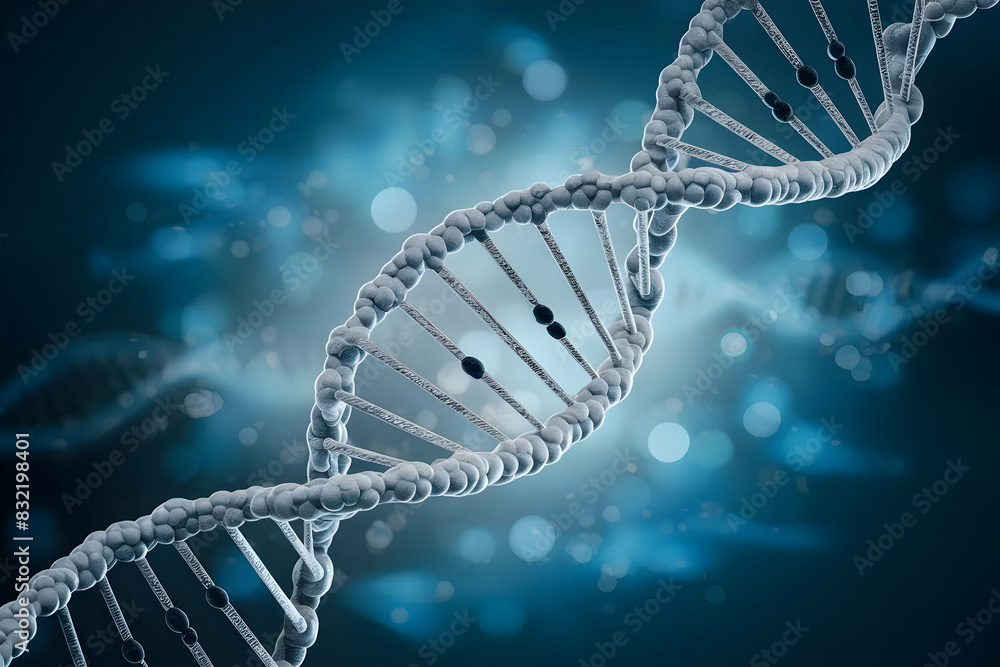 dna strand and dna helix on blue background dna strand and dna helix on blue background
