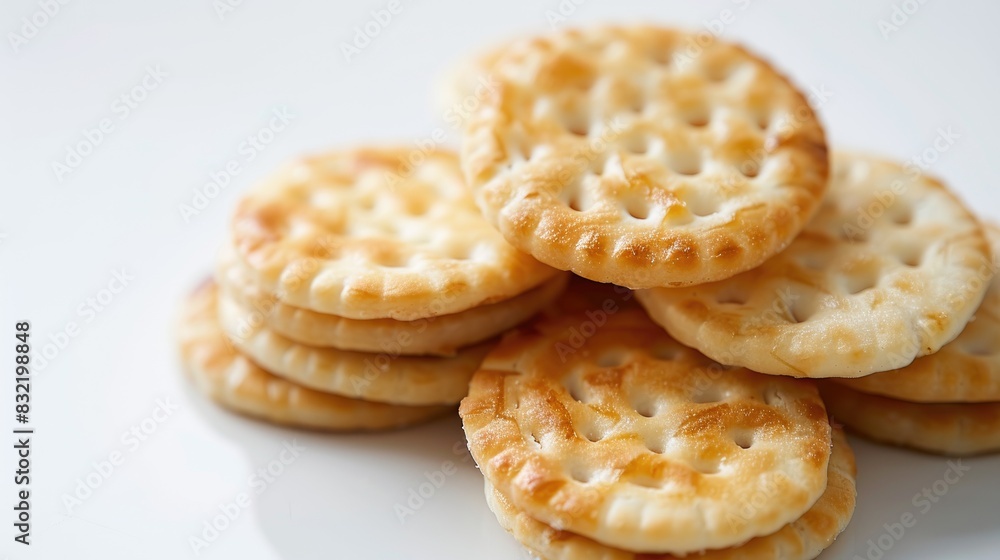 Chinese rice crackers showcased on a white surface Chinese rice crackers showcased on a white surface
