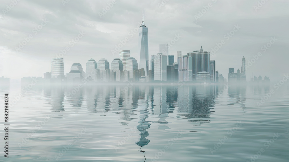 Obraz premium Serene Metropolis Reflection.