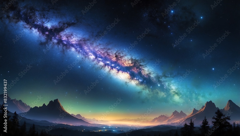 a photo of a starry night sky with a bright band of the Milky Way stretching across the sky.