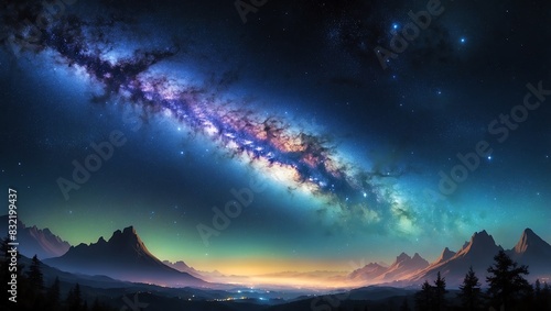 a photo of a starry night sky with a bright band of the Milky Way stretching across the sky. © Top Provide 