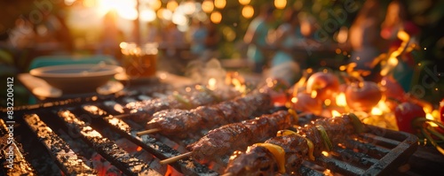 Frontal view of an energetic barbecue party photo