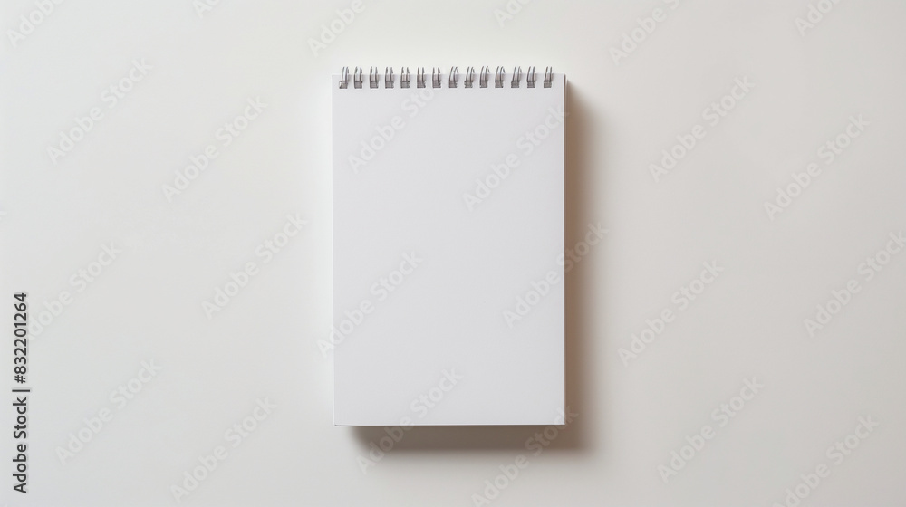 A sleek notepad centered on a white background, with ample space for text surrounding it A sleek notepad centered on a white background, with ample space for text surrounding it
