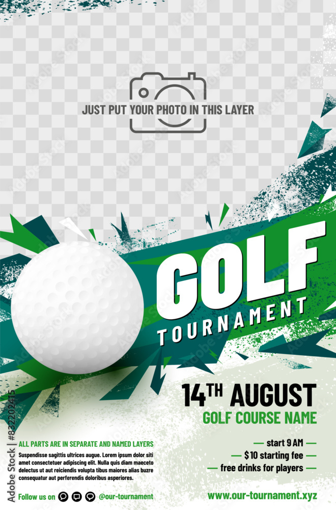 © Jaroslav Machacek - Golf tournament poster template with ball © Jaroslav Machacek - Golf tournament poster template with ball