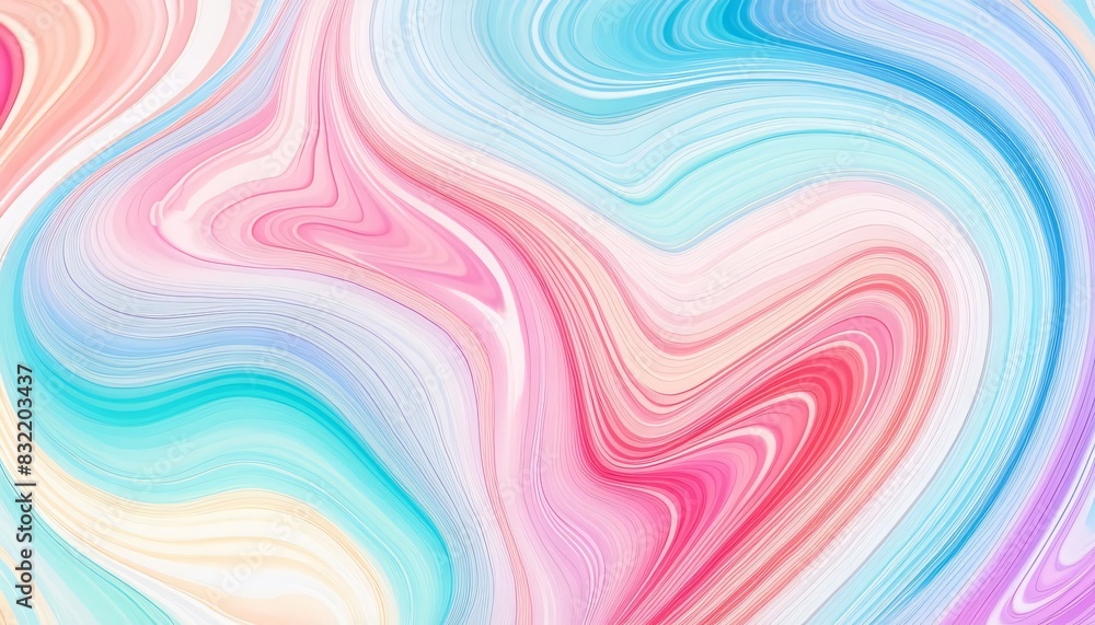 Marble pattern with abstract swirls in soft pink and blue background