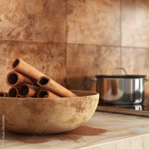 Deep cinnamon abstract designs perfect for comfortable kitchen themes.