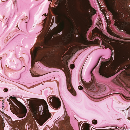 Soft pink and brown fluid art ideal for gourmet food promotions.