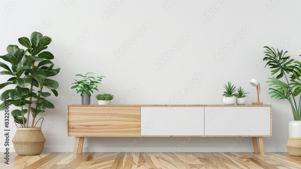 Minimalistic Interior with Green Plants, Generative AI Minimalistic Interior with Green Plants, Generative AI
