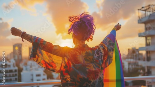 The person with rainbow flag photo