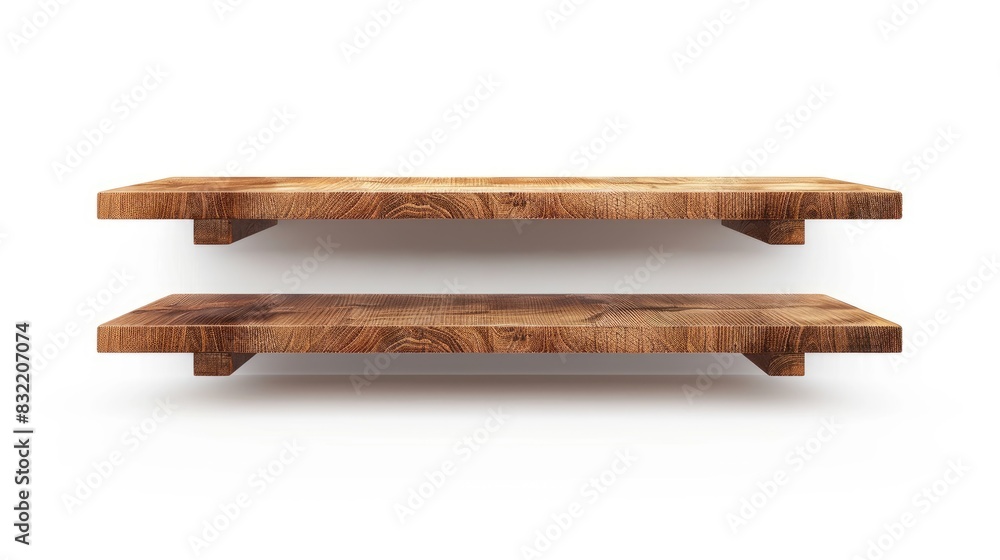 Wooden shelves isolated on a white background with a Clipping Path Wooden shelves isolated on a white background with a Clipping Path