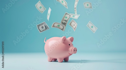 The Piggy Bank with Dollars photo