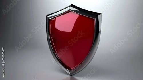 Red and silver shield symbolizing security and protection. Ideal for cybersecurity, defense, and safety themes in digital or graphic design. photo