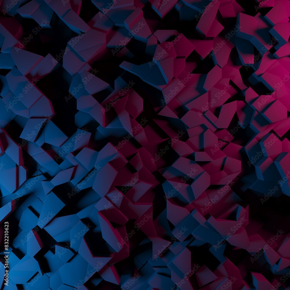 Abstract geometric background with colored light. Futuristic blocks design Abstract geometric background with colored light. Futuristic blocks design