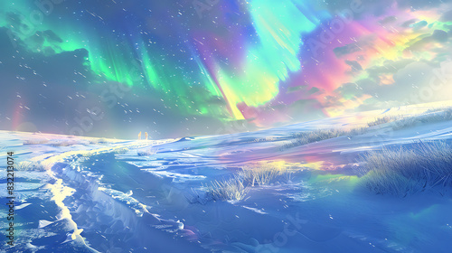 Enchanted Winter's Radiance: A Symphony of Northern Lights and Frosted Dreams © MC-CHUAN