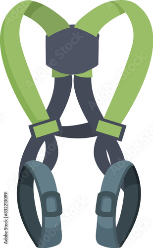 Detailed vector graphic of a green and black safety harness used for securing individuals