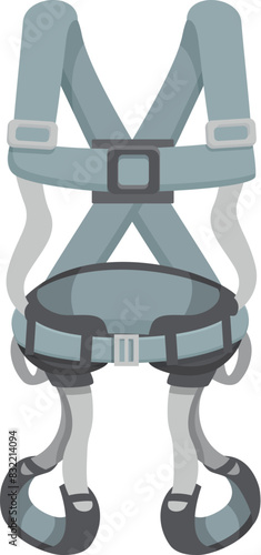 Vector illustration of safety harness with adjustable straps and suspension system for fall protection in the workplace, isolated on white background