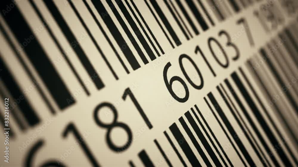 Barcode animation Close-up with depth of field. Seamless loop animation ...