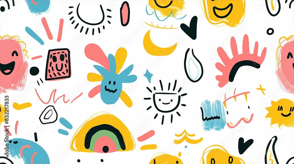 Whimsical Doodles: Minimalistic and Colorful