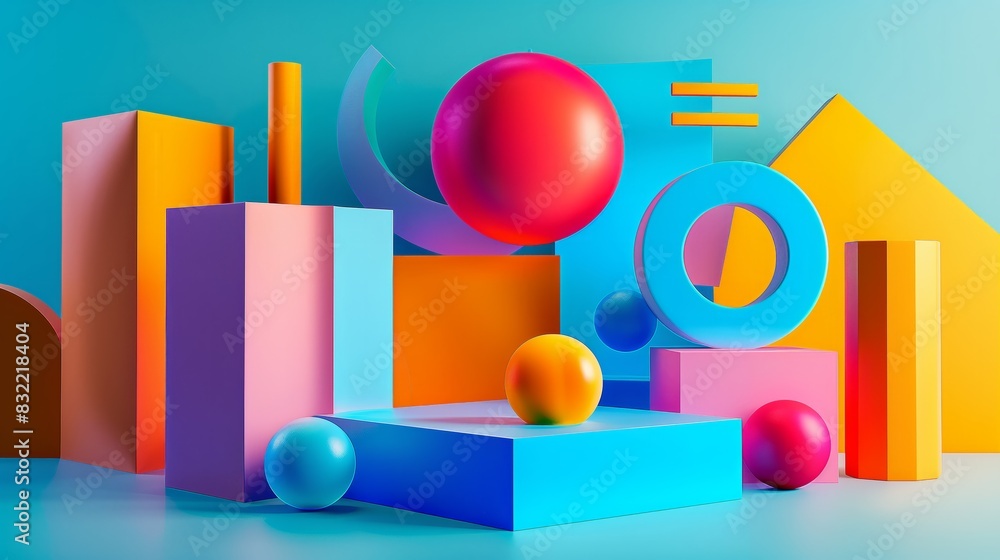 Vibrant Abstract 3D Shapes: Positive Emotions in Colorful Design Vibrant Abstract 3D Shapes: Positive Emotions in Colorful Design