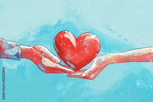 Heartfelt Symbolism: Illustration of Hands Holding a Heart
