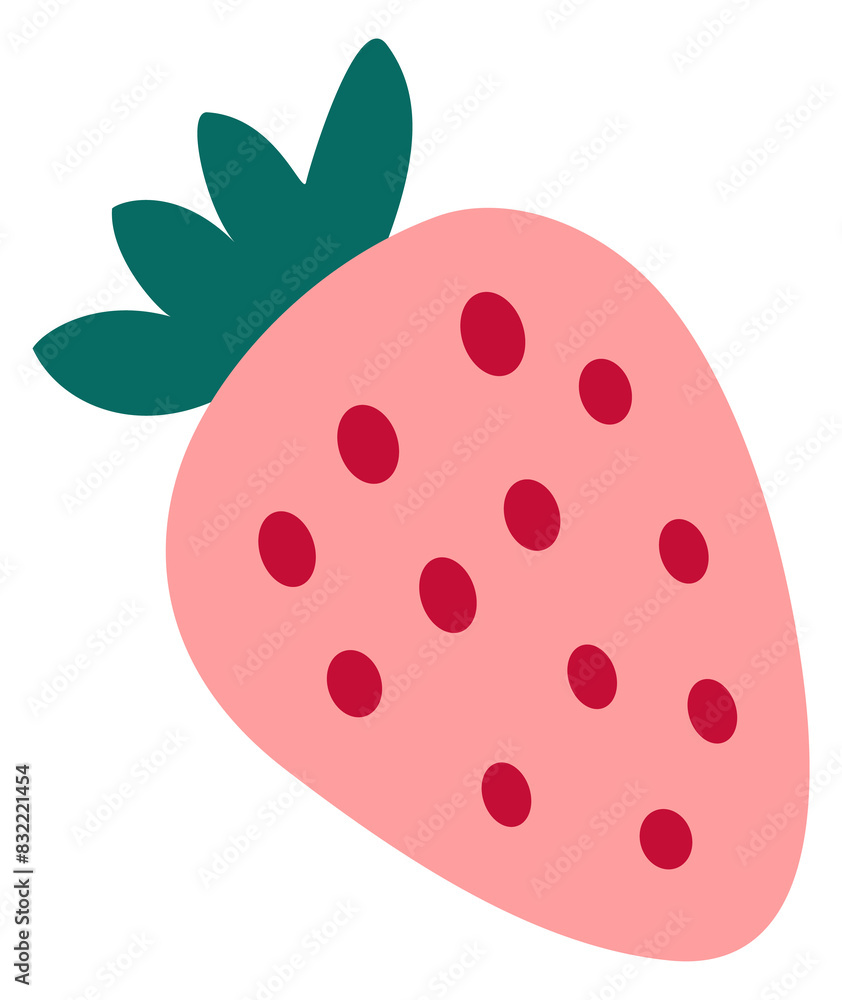 Strawberry flat illustration. Hand-drawn fruit illustration isolated on transparent background Strawberry flat illustration. Hand-drawn fruit illustration isolated on transparent background