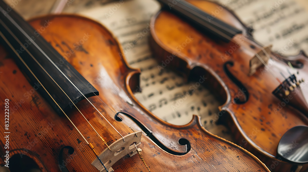 Fototapeta premium Stringe musical instruments The sweetness of the sound from vibration and friction