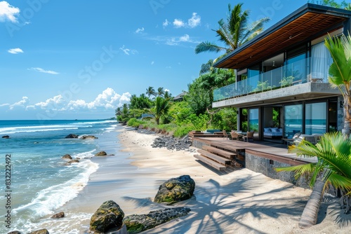 Wallpaper Mural Beachfront property with stunning ocean views, isolated white background, high detail, exclusive investment Torontodigital.ca