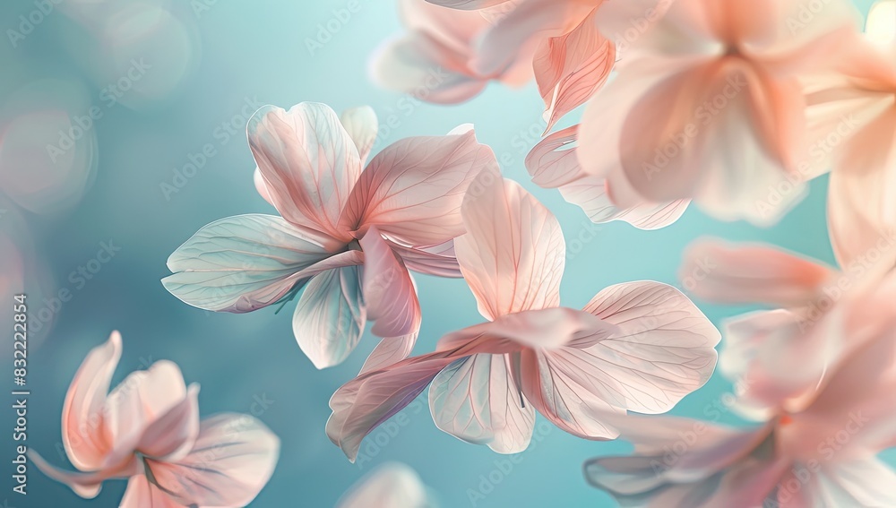 a image of a bunch of pink flowers on a blue background