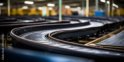 Conveyor belt filled with trash at a waste processing facility. Concept Waste Management, Recycling Process, Sustainable Practices, Environmental Impact, Sorting Technology