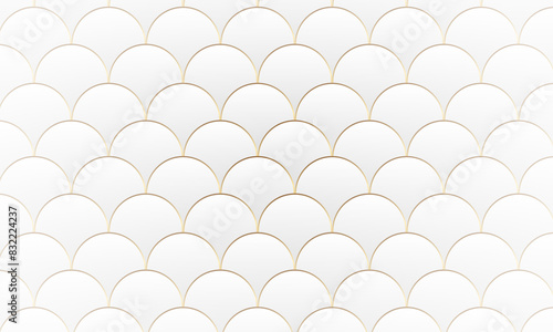 Semi circle vector pattern. Design with simple circle. Asian traditional ornament with repeated circle.