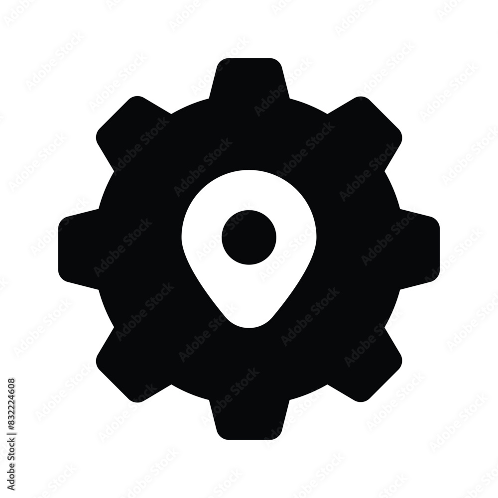 Placeholder inside gear, location management vector design Placeholder inside gear, location management vector design