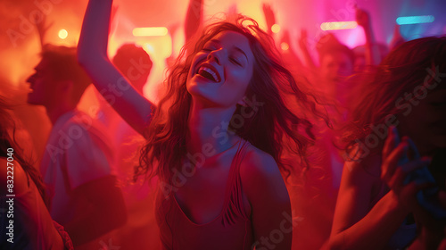 Wallpaper Mural Party Vibes: Girl Enjoying Music and Entertainment in a Colorful Discotheque Torontodigital.ca