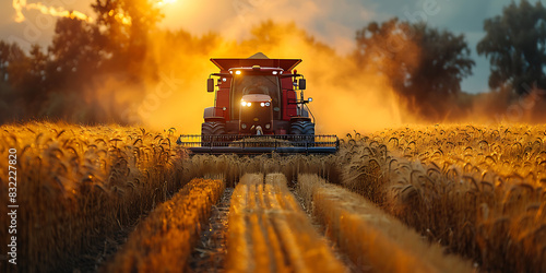 Industrious Farmer Amidst Harvest Season's Earthly Hues photo