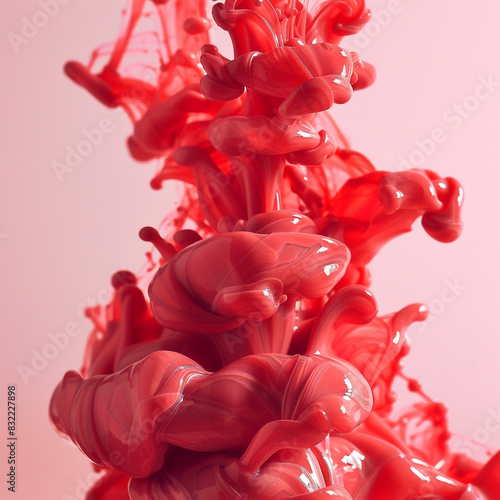 Powerful and dynamic abstract backgrounds with red ink drops in water. photo