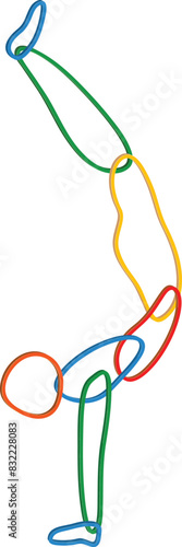 A female gymnast figure with thin rubber bands to depict elasticity.