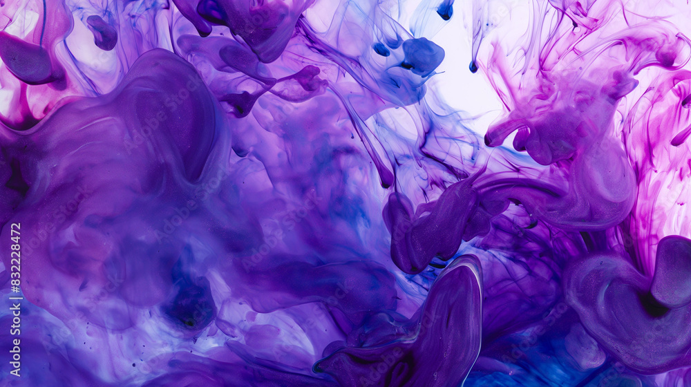 Abstract vivid background. Photo of Ink in water. Colorful smoke. Purple blue and pink smooth paint stains. Backdrop with space for text. Eye-catching background for social media and printing design. Abstract vivid background. Photo of Ink in water. Colorful smoke. Purple blue and pink smooth paint stains. Backdrop with space for text. Eye-catching background for social media and printing design.