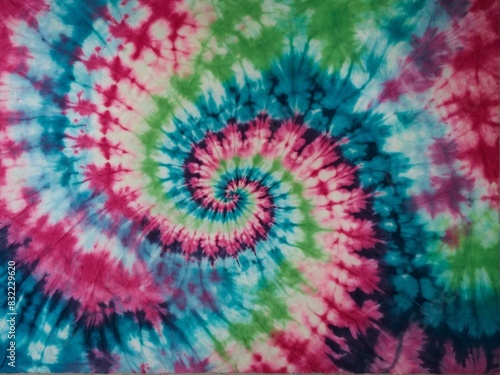 A bright and eye-catching tie-dye swirl merging shades of pink, blue, and green with artistic flair