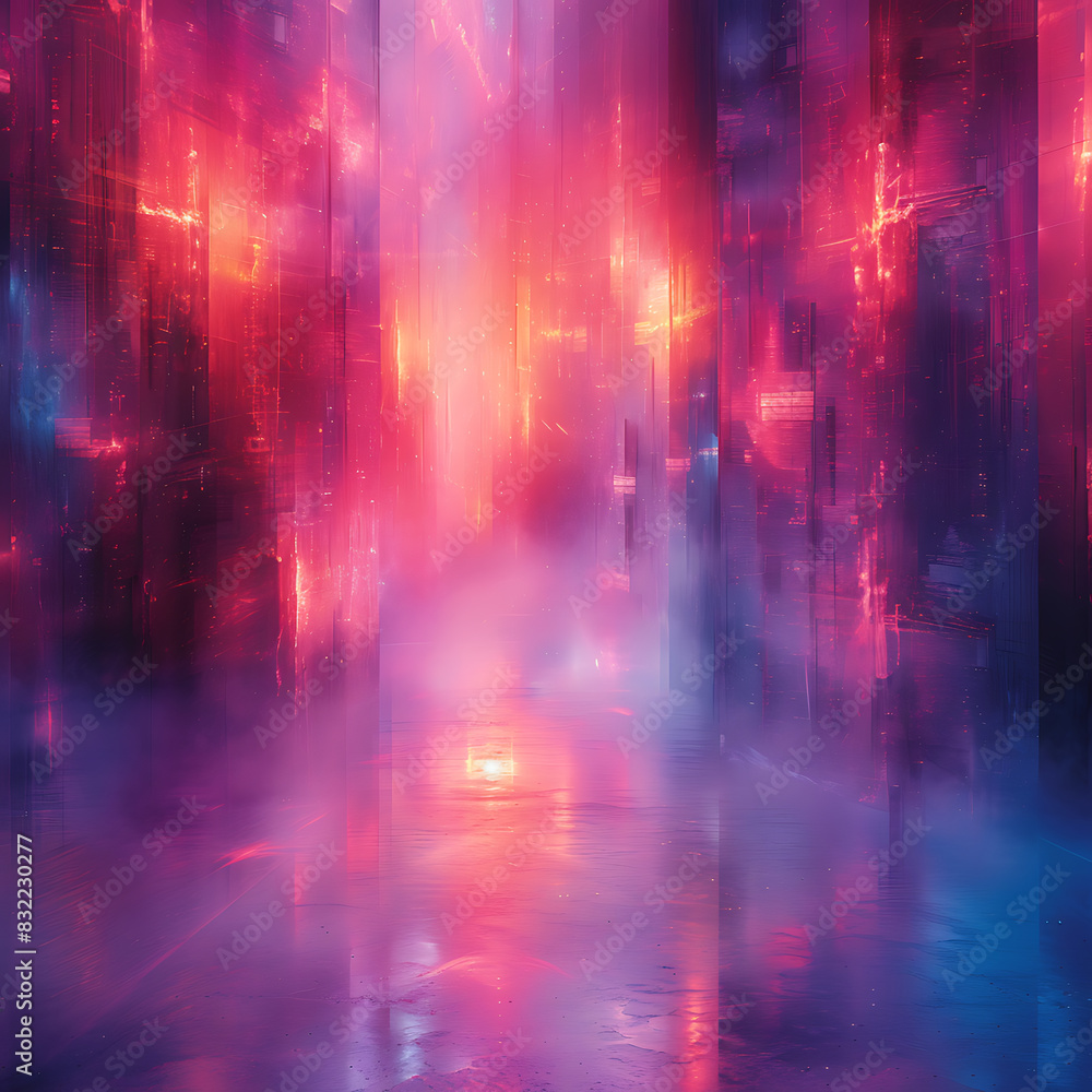 Obraz premium Fusion Art & Digital Tech: Abstract Textures & Banners on Minimalist Canvas