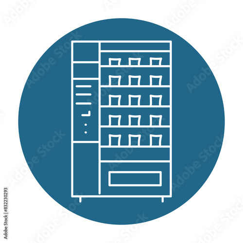 Self ordering kiosk snack  in black line icon. Self service machine