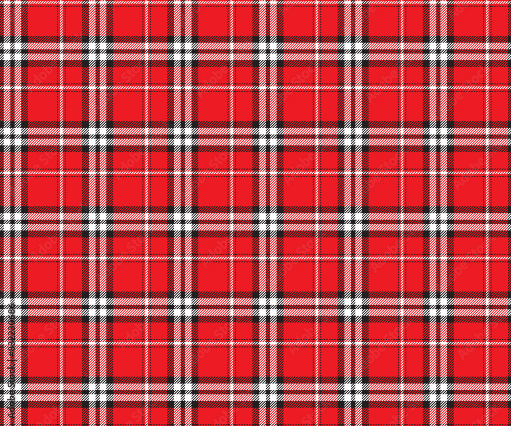 Plaid pattern, red, black, white, seamless pattern for textiles and design of clothing, skirts, pants or decorative fabric. Vector illustration. Plaid pattern, red, black, white, seamless pattern for textiles and design of clothing, skirts, pants or decorative fabric. Vector illustration.