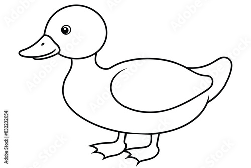 Baby duck line art vector illustration