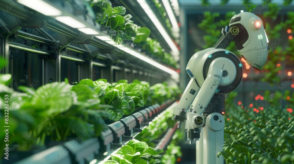 Concept illustration of AI-driven robotic farm of the future, envisioning a fully automated and sustainable agriculture ecosystem. --ar 16:9 --style raw Job ID: 7a5b004f-888a-4c30-9162-bab1e3bedbd9 Concept illustration of AI-driven robotic farm of the future, envisioning a fully automated and sustainable agriculture ecosystem. --ar 16:9 --style raw Job ID: 7a5b004f-888a-4c30-9162-bab1e3bedbd9