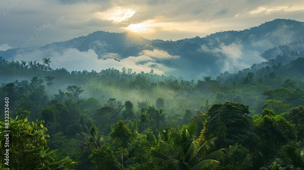 Obraz premium Deep Tropical Jungles of Southeast Asia in August - Lush Greenery and Dense Foliage