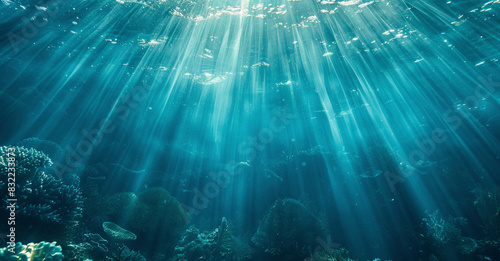 Underwater Sunlight Rays in Ocean Depths	
