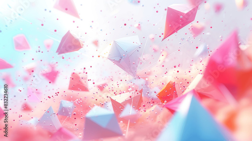3D Clear Business Background Illustration with Geometric Shapes and Pastel Colors photo