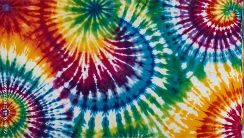 Radiant tie-dye design with a colorful radial pattern in red  yellow  green  and blue hues