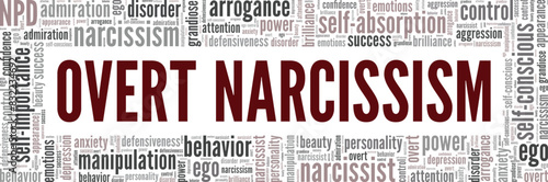 Overt Narcissism word cloud conceptual design isolated on white background.
